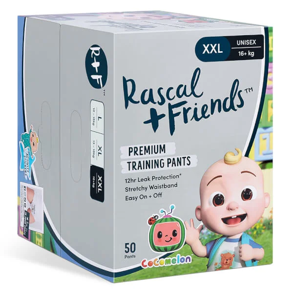 Combo 3 Thùng Tã quần Rascal + Friends Cocomelon (XXL,>16, 50 miếng) kèm sticker ngẫu nhiên