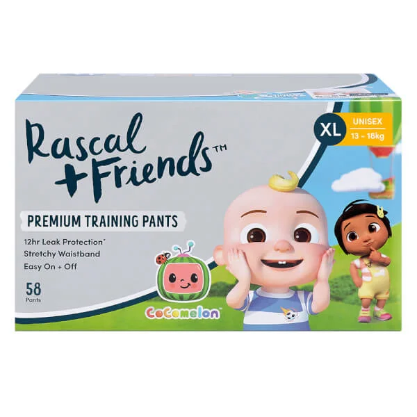 Combo 3 Thùng Tã quần Rascal + Friends Cocomelon (XL,13-18kg, 58 miếng) kèm sticker ngẫu nhiên