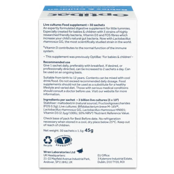 Men vi sinh cho bé Optibac Babies and Children (30 gói)