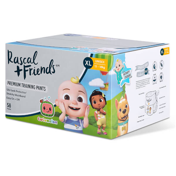 Combo 2 Thùng Tã quần Rascal + Friend Cocomelon (XL,13-18kg, 58 miếng)