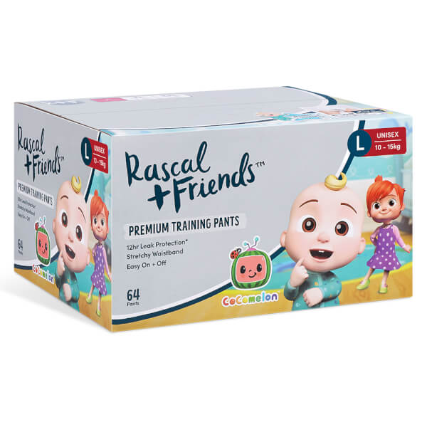 Combo 2 Thùng Tã quần Rascal + Friend Cocomelon (L,10-15kg, 64 miếng)