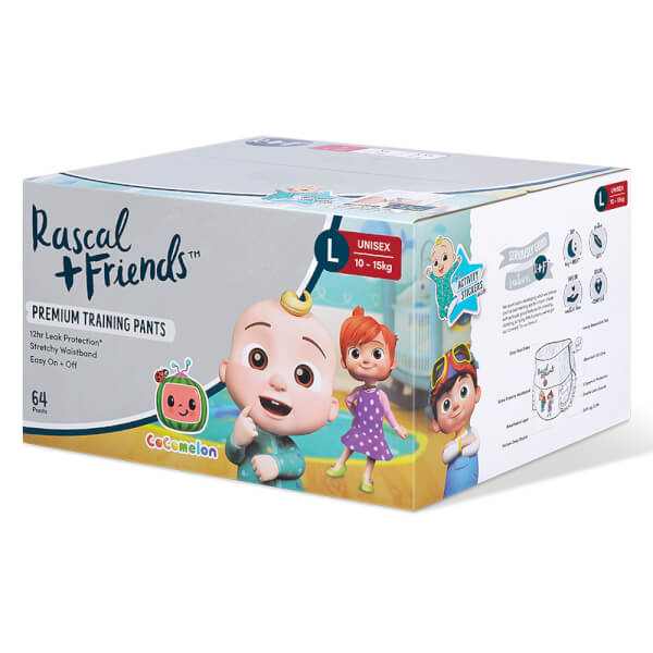 Combo 2 Thùng Tã quần Rascal + Friend Cocomelon (L,10-15kg, 64 miếng)