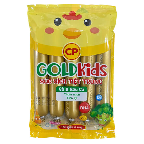 Combo 3 Xúc Xích Tiệt Trùng Goldkids Gà & Rau Củ