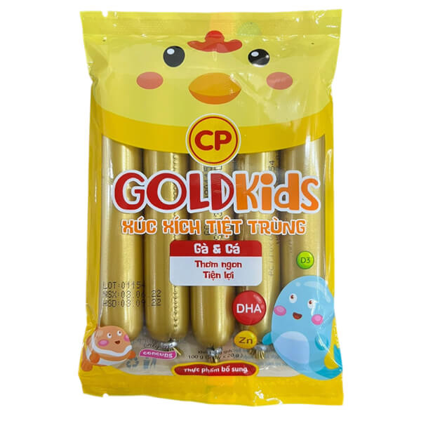 Combo 3 Xúc Xích Tiệt Trùng Goldkids Gà & Cá