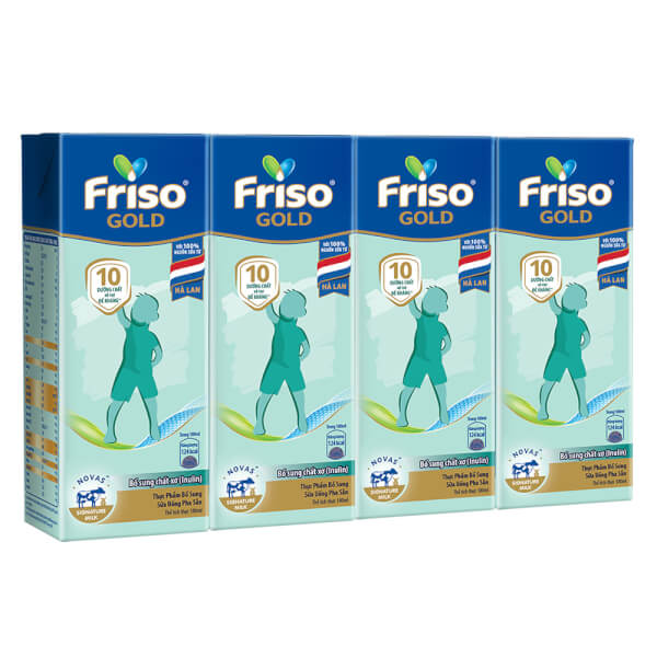 Combo 2 lốc sữa uống pha sẵn nhãn hiệu Friso Gold - Lốc 4 hộp