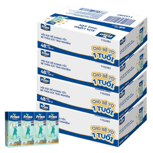 Combo 4 thùng Sữa uống dinh dưỡng Friso Gold dành cho trẻ 1 tuổi trở lên - Lốc 4 hộp - 12 lốc/thùng
