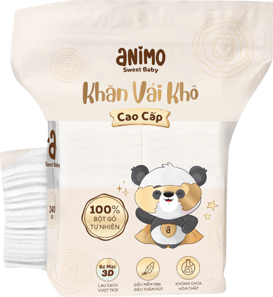 Khăn vải khô cao cấp Animo - 240 tờ