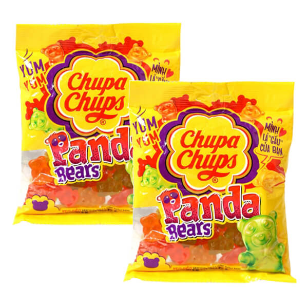 Combo 2 Chupa Chups Panda Bears - kẹo dẻo hương trái cây hỗn hợp 90g