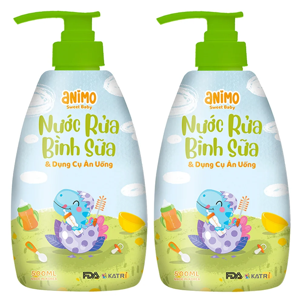 Combo 2 Nước rửa bình sữa Animo chai 500ml (Xanh da trời)