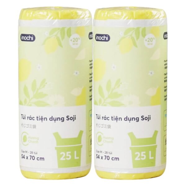 Combo 2 Túi rác tiện dụng Soji 25L x 28 túi (INC, Size M, Hương Chanh)