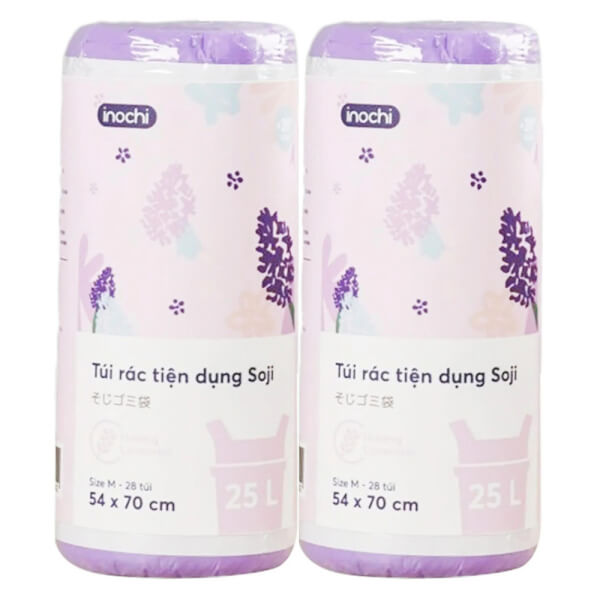 Combo 2 Túi rác tiện dụng Soji 25L x 28 túi (INC, Size M, Hương Lavender)