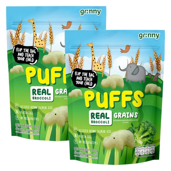 Combo 3 Bánh ăn dặm Grinny vị bông cải xanh và táo (60g)