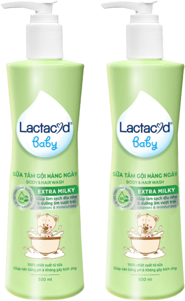 Combo 2 Sữa tắm gội Lactacyd Baby Extra Milky 500ml