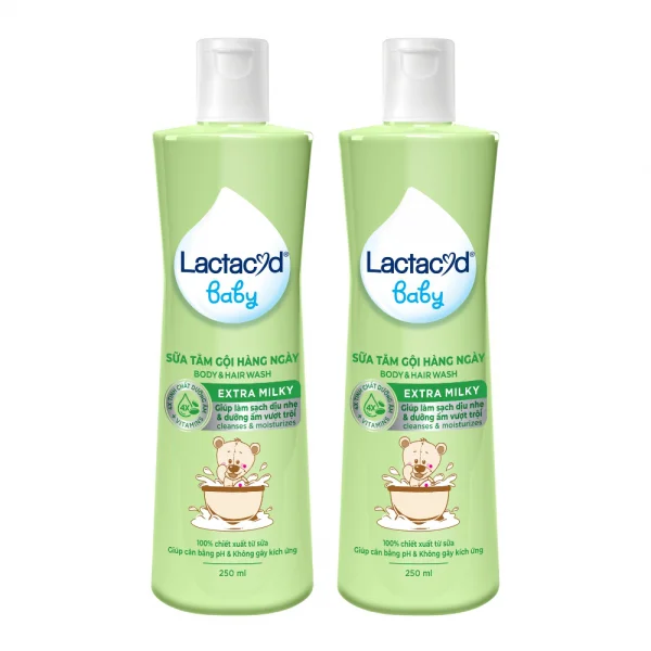 Combo 2 Sữa tắm gội Lactacyd Baby Extra Milky 250ml