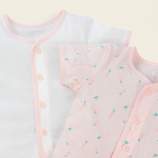 Cặp Áo sơ sinh cài giữa tay ngắn Animo KV422071 (NB - 12M, Hồng)