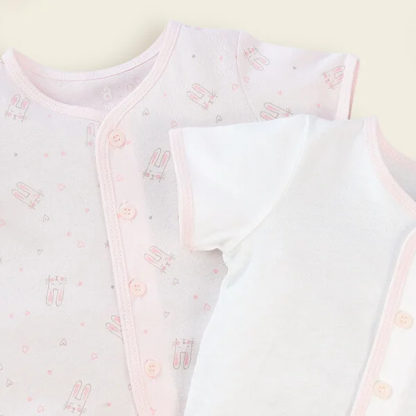 Cặp Áo sơ sinh cài giữa tay ngắn Animo KV422072 (NB - 12M,Tím nhạt)