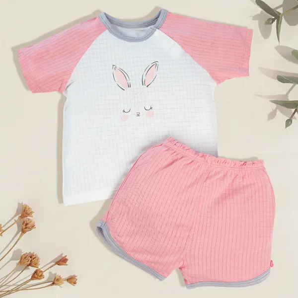 Bộ sơ sinh tính năng ngắn Chống muỗi Animo VĐ722013 (0-24M,Hồng)