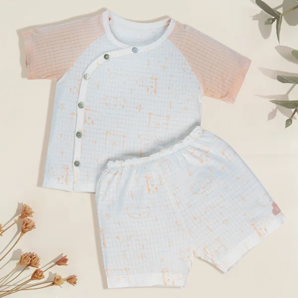 Bộ sơ sinh tính năng ngắn Chống muỗi Animo VĐ722016 (0-24M,Cam)