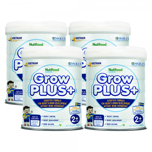 Combo 4 Sữa GrowPLUS+ Trắng 850g (từ 2 tuổi)