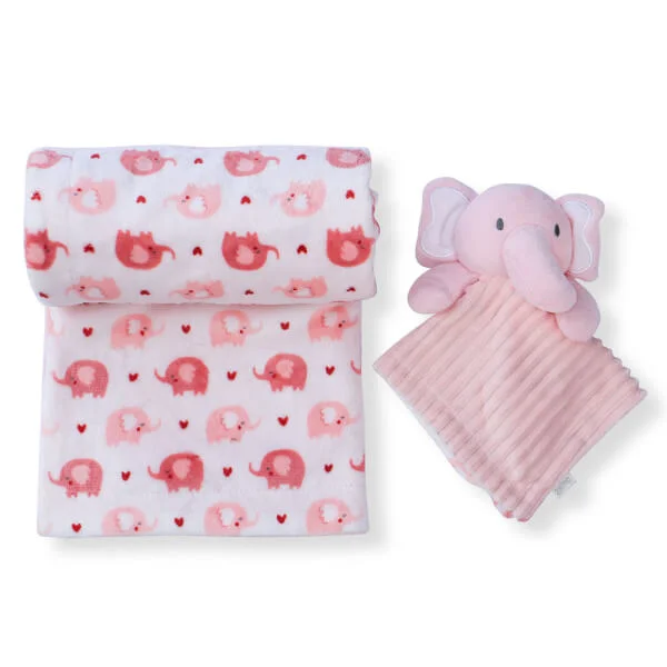 Chăn bông kèm thú cho bé Animo B2207_NK003 (75x100 cm, Hồng)