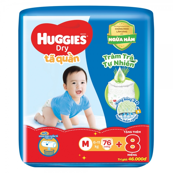 Tã quần Huggies Dry Pants gói cực đại (M, 6-11kg, 76 miếng)