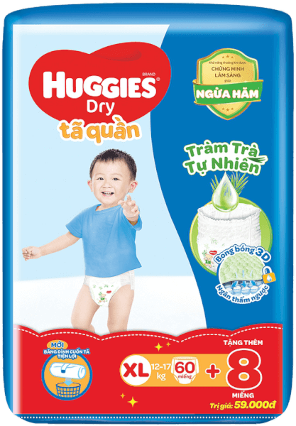 Combo 2 tã quần Huggies Dry Pants gói cực đại (XL, 12-17kg, 60 miếng)