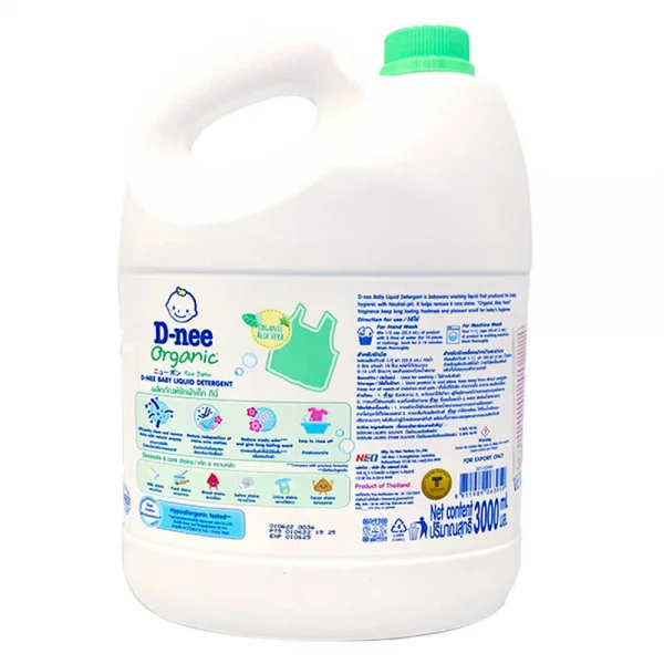Nước giặt quần áo em bé D-nee Organic Xanh lá chai 3L/2,8L