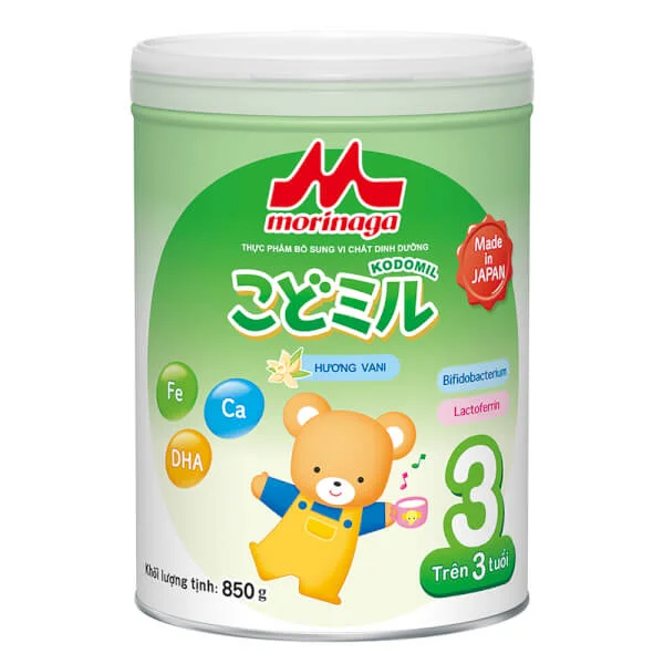 Combo 4 lon Sữa Morinaga số 3 850g hương vani (Kodomil, trên 3 tuổi)
