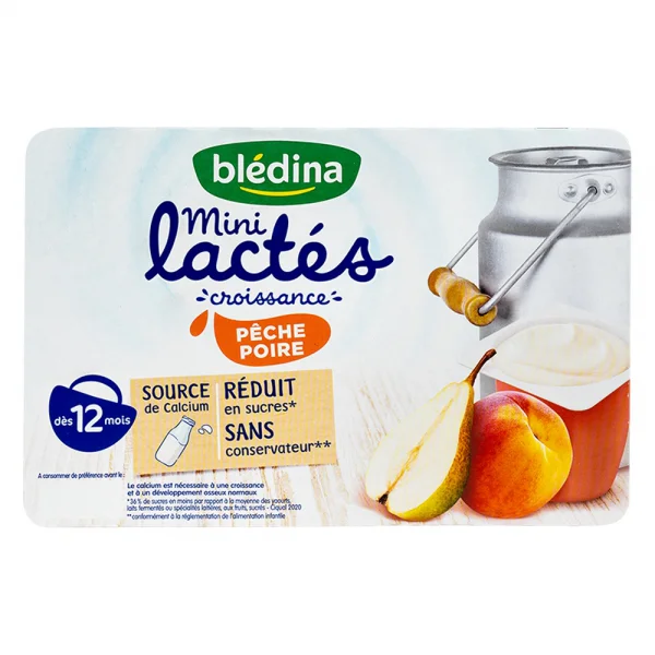 Sữa chua Bledina vị đào & lê, 6M. (55gx6 hộp)
