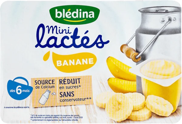 Combo 2 Sữa chua Bledina vị chuối, 6M. (55gx6 hộp)