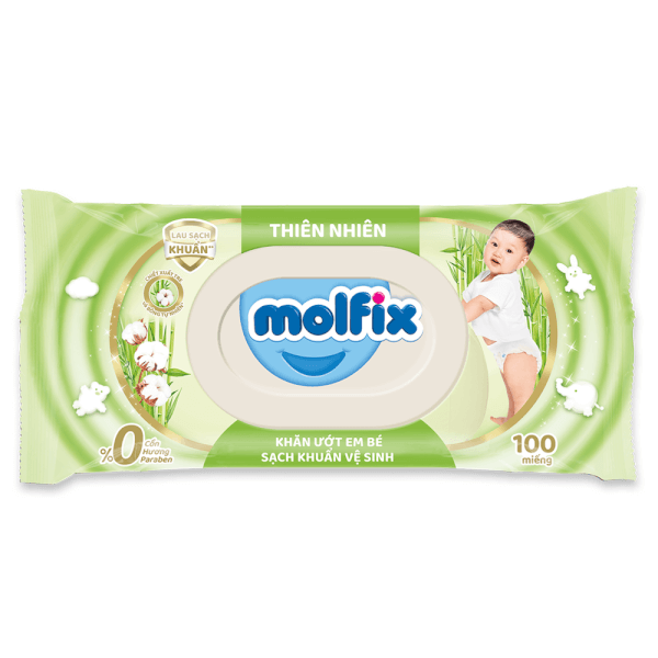 Combo 5 Khăn ướt em bé sạch khuẩn vệ sinh Molfix 100 miếng | Quà tặng