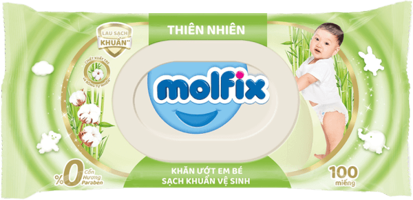 Khăn ướt em bé sạch khuẩn vệ sinh Molfix 100 miếng (Giao bao bì ngẫu nhiên)