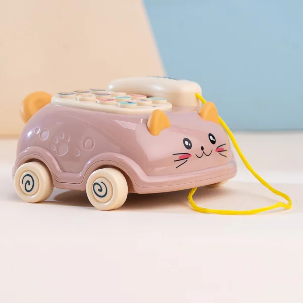 Điện thoại ô tô mèo con có dây kéo và nhạc CY366692 (Hồng)