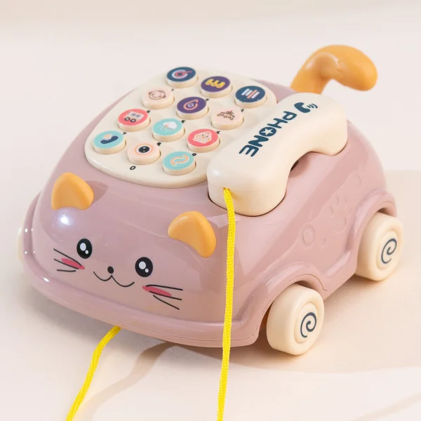 Điện thoại ô tô mèo con có dây kéo và nhạc CY366692 (Hồng)