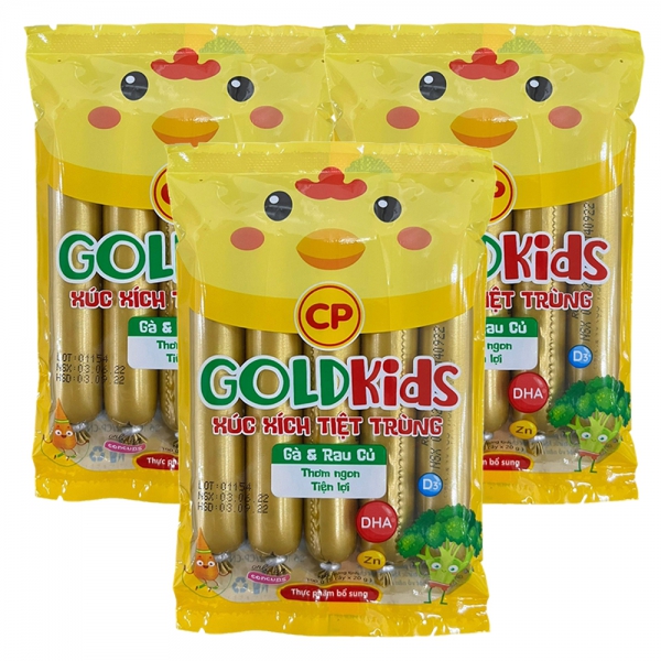 Combo 3 Xúc Xích Tiệt Trùng Goldkids Gà & Rau Củ