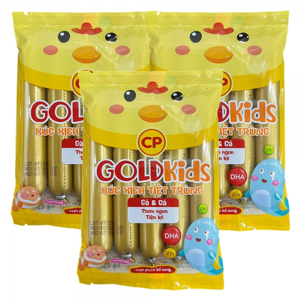 Combo 3 Xúc Xích Tiệt Trùng Goldkids Gà & Cá