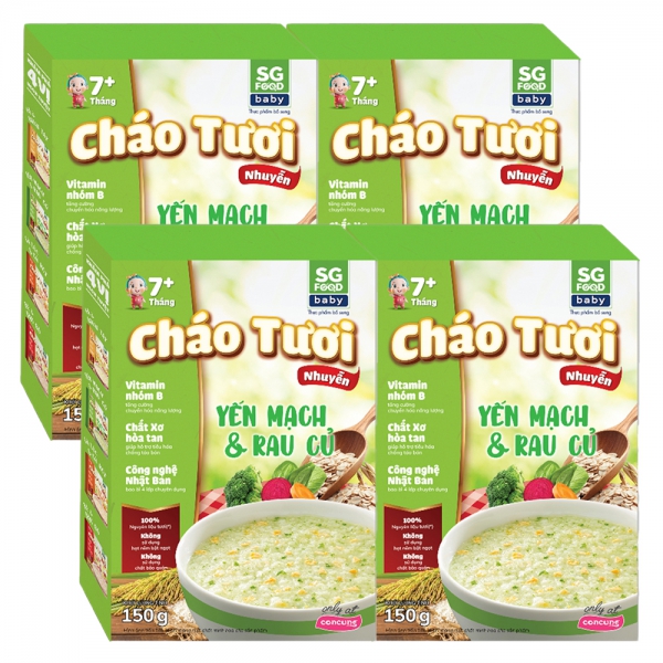 Combo 4 Cháo tươi trẻ em SG Food vị Yến mạch & Rau củ (150g)