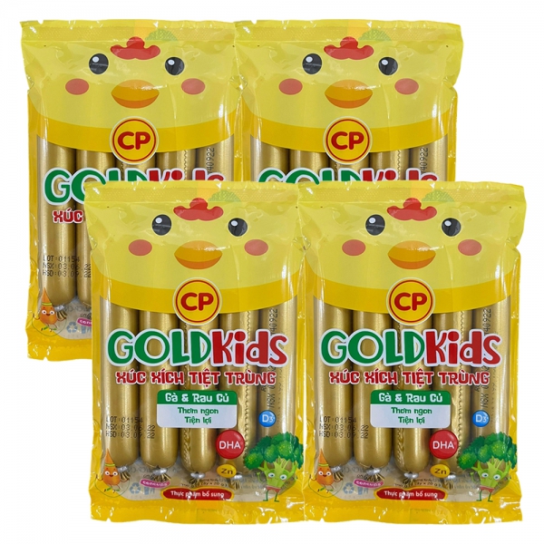 Combo 4 gói Xúc Xích Tiệt Trùng Goldkids Gà & Rau Củ