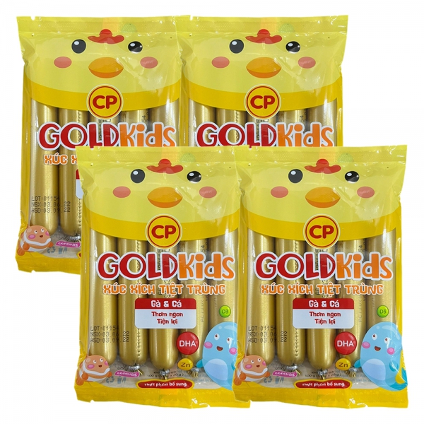 Combo 4 Gói Xúc Xích Tiệt Trùng Goldkids Gà & Cá