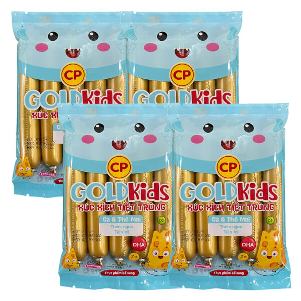 Combo 4 Xúc Xích Tiệt Trùng Goldkids Cá & Phô Mai