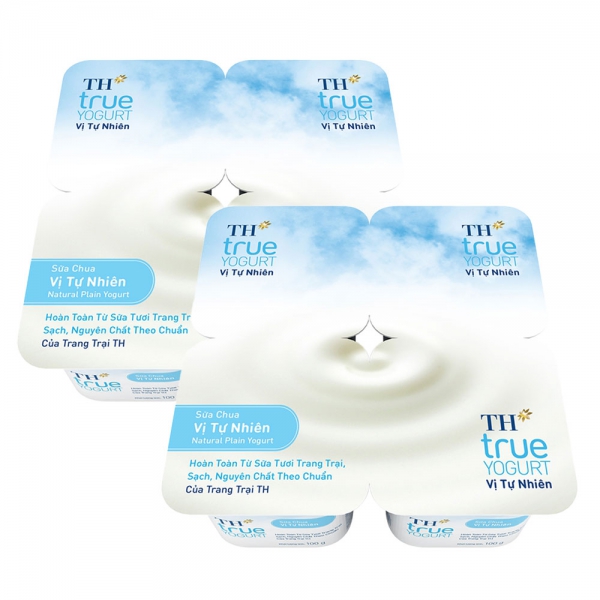 Combo 2 Vỉ Sữa chua Vị Tự Nhiên TH true Yogurt 100g (vỉ 4 hộp)