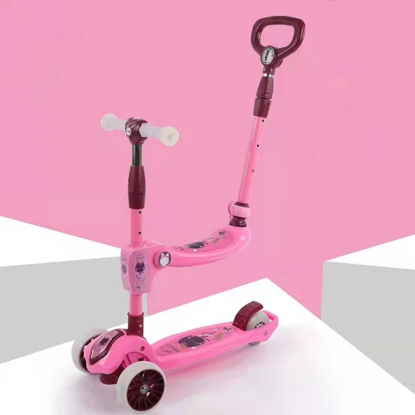 Xe scooter có ghế ngồi, cần đẩy 3in1 Animo ZT-505 (Hồng)