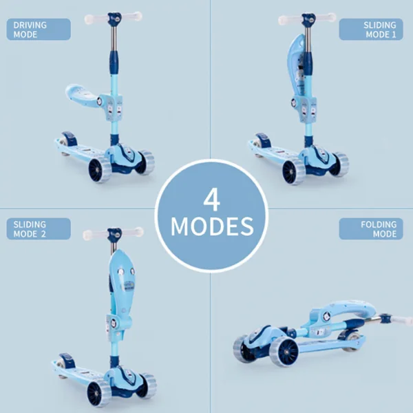 Xe scooter có ghế ngồi, cần đẩy 3in1 Animo ZT-505 (Xanh dương)