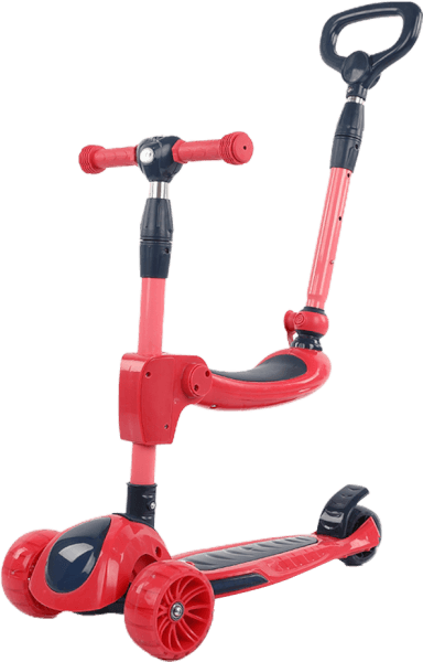 Xe scooter nhạc đèn có ghế ngồi, cần đẩy 3in1 Animo ZT-605 (Đỏ)