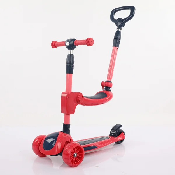 Xe scooter nhạc đèn có ghế ngồi, cần đẩy 3in1 Animo ZT-605 (Đỏ)