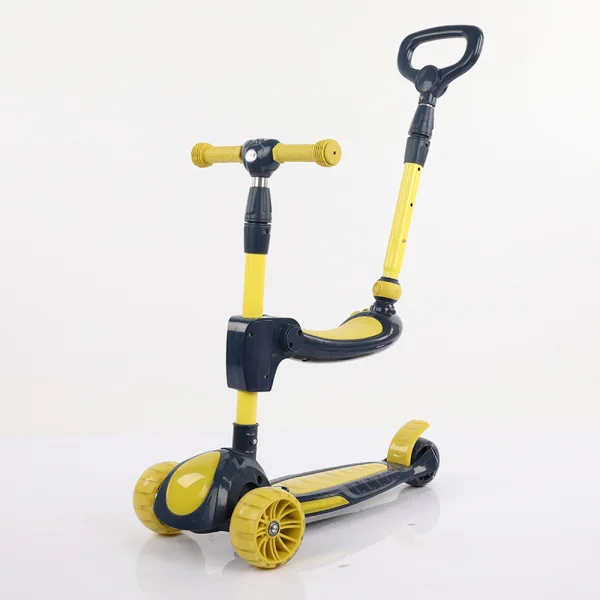 Xe scooter nhạc đèn có ghế ngồi, cần đẩy 3in1 Animo ZT-605 (Vàng)