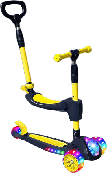 Xe scooter nhạc đèn có ghế ngồi, cần đẩy 3in1 Animo ZT-605 (Vàng)