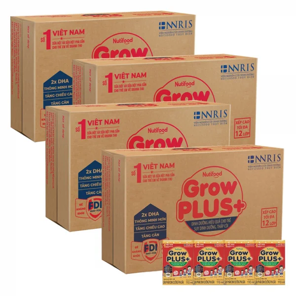 Combo 4 Thùng Sữa GrowPLUS+ Hộp 110ml (lốc 4 hộp)