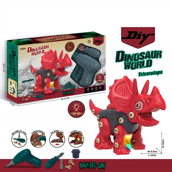 Khủng long ba sừng lắp ráp kèm tua vít có đèn và âm thanh RFD407660