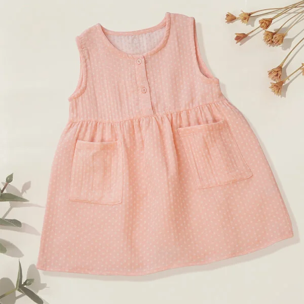 Đầm vải bé gái Animo TX722002(6M-6Y,Hồng)